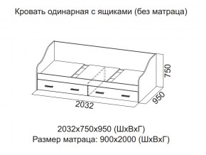 Кровать одинарная с ящиками (Без матраца 0,9*2,0) в Магнитогорске - magnitogorsk.магазин96.com | фото